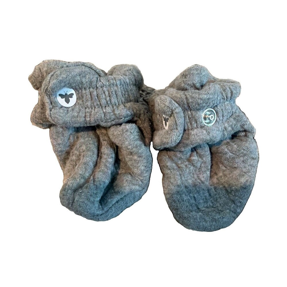 Burt's Bees Baby Organic Cotton Knit Booties, Gray Solid, 0-3 Months Unisex